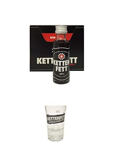 Kettenfett Lakritz Likör 16 x 0,02 Liter Miniaturen + Kettenfett Shot Glas 1 Stück