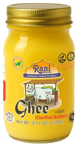 Rani Ghee Pure & Natural from Grass Fed Cows (Clarified Butter) 16oz (1lb) 454g ~ Glass Jar | Paleo & Keto Friendly | Gluten Free | Product of USA