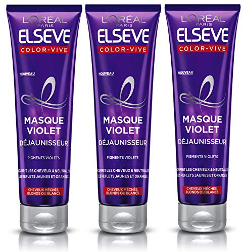 L'Oréal Paris Elsève Color-Vive Maske Violet Entgilbungsmittel, 150 ml, 3 Stück