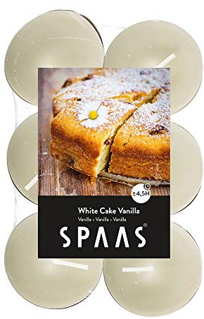 Spaas 10 x 12 Duft-Teelichter in flacher Packung, ± 4,5 Stunden, White Cake Vanille