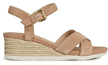 Geox D Ischia Corda, Sandalias Mujer Beige Dk Skin 38 EU