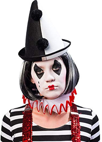 PAPSTAR Pierrot Clown mit Pompons, Schwarz-Weiß, Festliche Anlässe, Schwarz-Weiß gestreift, Klassisch, Kostüm-Accessoire, Clown