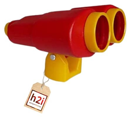 h2i Fernglas Spielturm & Spielhaus | Kinderfernglas aus wetterfestem Kunststoff | ohne optische Vergrößerung | großes Fernglas für Spielturm | Spielturm Zubehör | rot-gelb