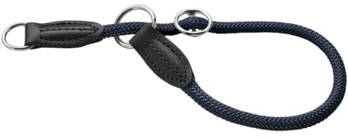 HUNTER Freestyle Eiby Dressurhalsung für Hunde | weiches Taumaterial, mit Zugstopp, robust, ideal für Training & Spaziergänge bei Wind & Wetter, Farbe: Blau, Größe: XS-S