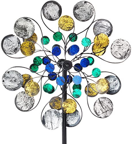 Kobolo Windrad DOTS XXL, 50x183 cm, bunt, XXL Metallwindrad, wetterfester & dekorativer Gartenstecker als Eyecatcher für Beet, Rasen, Vorgarten & Moderne Gartengestaltung