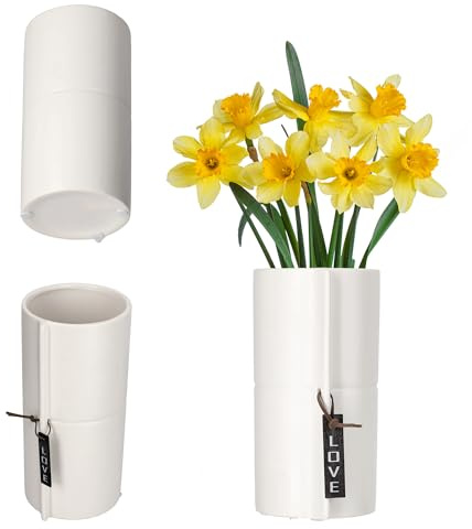 KADAX Pot de Fleurs en céramique 2 Couleurs Pot de Fleurs Pot de Fleurs Pot en céramique Pot de Fleurs Violet/pensées (Blanc, diamètre 11cm)