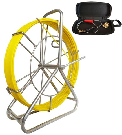 IRSCorp 4.5mm 100m Ruban à Poisson en Fibre de Verre Aiguille De Tirage Fibre Optique Conduit de câble Porte-moulinet en acier avec frein Bande de poisson en fibre de verre Brin Rigide D’Aiguillage