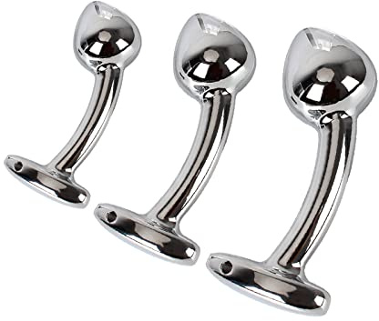 LZMYZ Analplug Set Metall Buttplug Mit T-Bar Basis, Tragbare Anal Plug S/M/L Edelstahl Anal Trainer G-Punkt Prostata Stimulator Anal Dildo Sexspielzeug Für Frauen Männer(L)