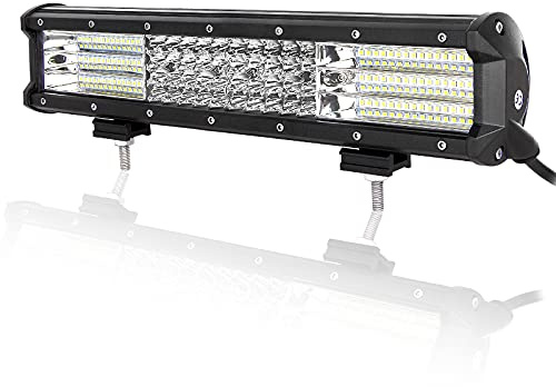 Willpower Barra Led 38cm 15 390W 12V 24V Largo Alcance Luz para 4X4 Coche | IP67 Impermeable, 6000K Blanco, para Tractor Camion Quad SUV ATV UTV Offroad Barco Vehículos