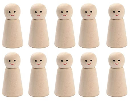 Holzfiguren Puppen Hochzeit Holzfiguren Holzpuppen zum Bemalen Holzfiguren Spielfiguren zum Basteln DIY Natural Crafts Holzpuppen zum Malen, Basteln, DIY-Geschenk, Handarbeit, Holzmalerei usw.（10 Pcs）