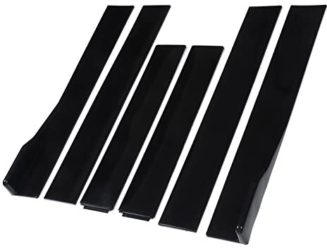 Faldón Lateral de Coche, 2.2m Faldones Laterales Negros universales Fácil de Instalar Protección ABS Extensión Rocker Splitter con 6 faldones Laterales y 26 Tornillos de Montaje