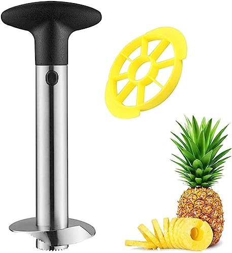 YUSHOW Pineapple Corer and Slicer Tool Combo，Premium Stainless Steel Pineapple Corer Remover，Stainless Steel Decorer Fruit Knife,Easy Core Remover，Easy Clean for Dishwasher Safe (Black)