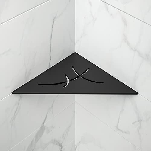 Bernkot Étagère d'angle de douche noire en acier inoxydable 304 - 254 mm - Étagère murale carrelée - Étagère triangulaire pour rangement de salle de bain sans perçage