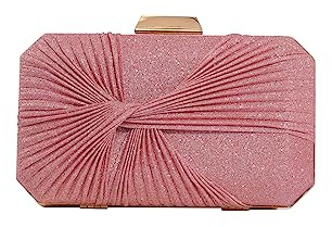 CORIOS Damen Abendtasche Glitzer Clutch Bag Hochzeit Brautbörse Handtasche Funkelnd Kette Schultertasche Elegante Klein Tasche Glänzend Cocktail Party Abschlussball Tasche für Frauen Rosa