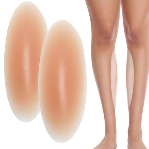 CUKIN Cuscinetti in Silicone per Polpacci, Correzione Autoadesiva per Polpacci,Cerotti Morbidi, Invisibili e Modellanti per Gambe Storte o Sottili, Beige, 1 Paio