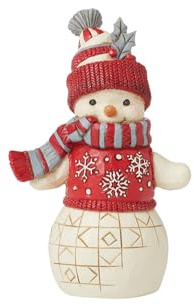 Enesco Jim Shore Heartwood Creek Nordic Noel Snowman with Winter Hat and Scarf Figurine- Stone Resin Hand Painted Crafted Collectible Snowman Figurines Christmas Home Decor Statue, 5.3 Inch