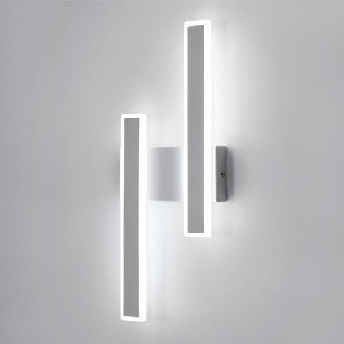 DELIPOP Modern LED Wall Light, 32W 3600LM White Aluminum LED Wall Lamp, 6500K Cool Light Indoor Wall Lighting Fixtures for Living Room Bedroom Dining Room Hallway