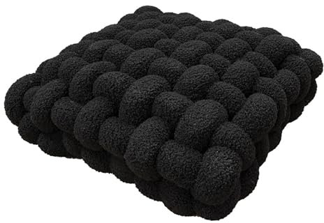 BAISHIXIONG Kissen Deko Kuschelkissen Plüsch-Knoten-Ball-Kissen Geknotetes Kissen Knot Kopfkissen Dekokissen flauschig Zierkissen geflochten für Sofa, Bett, dekorativ,K,40×40×12CM