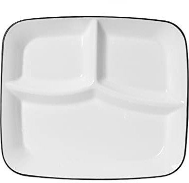 DouYuan Platos Divididos en 3 Ceramica, Plato Separador de Comida Dieta, Platos Control de Raciones para Hogares, Restaurantes, Hoteles