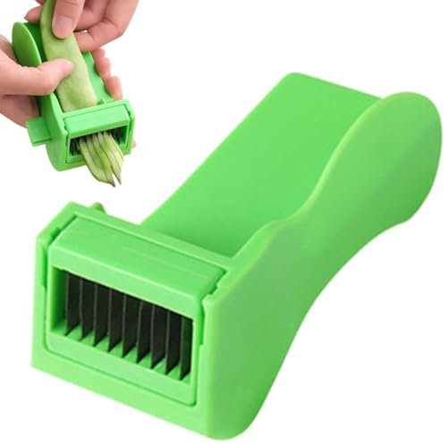 Strong Mini Runner Bean Slicer Cutters,Sharp Slicing Runner Beans,Kitchen Slicer Tool Gadget for Vegetable, Multi-Functional Pepper Green Bean Slicer (Green)