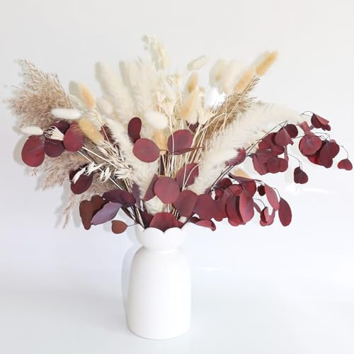 PatNlevs Herbe de la Pampa Décoration - Bouquet Fleurs Séchées Décoration de Table - Fleurs Artificielles pour Décoration de Boho Mariage (99PCS)