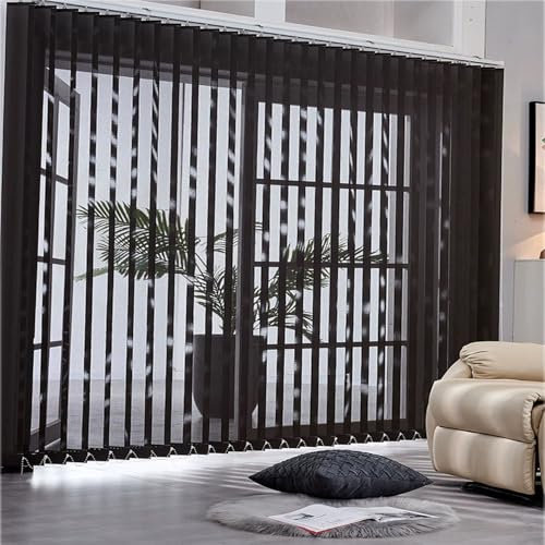 LRYELWA Lamellenvorhang Schwarz Nach Maß Vertikaljalousie Vertikalanlage Schiebevorhang Raumverdunkelnd Sonnenschutz Blendschutz,für Fenster Zuhause Büro,inklusive Montagematerial (80cm x 150cm)