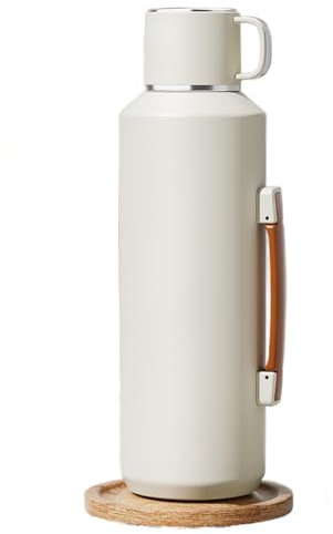 Simcat 1500ml Thermoskanne Thermosflasche 316 Edelstahl, Edelstahl Trinkflasche (hält 24 Stunden), Thermobecher, Isolierbecher, Isolierflasche mit Becher,Separater Teekammer‌‌ (Weiß, 1500 ml)