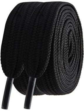 CCSOFTIME Gros Lacets 16mm de Large pour Adidas Campus,Remplacement Épaisseur Lacet Chaussure Plat pour Mcqueen Converse Vans Basket,Noir 140cm