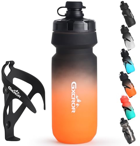 GXCROR Bike Water Bottle Holder with Bottle Combo, Lightweight, Durable & Secure Water Bottle Cage Set, Easy Installation, Fit for Sport Outdoor Cycling, MTB Road