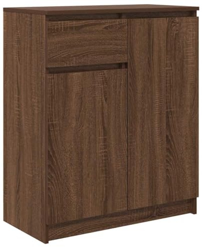 vidaXL Skänk med låda brun ek 71x35x84 cm konstruerat trä, förvaringsskåp, sideboard skåp, hall skåp, bufféskåp, kök förvaringsskåp