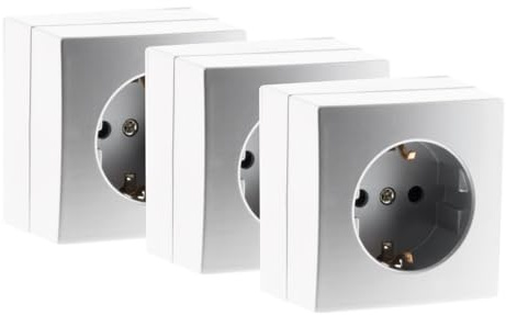 Zenitech Lot de 3 Prises Schuko saillie 16A Bel'Vue - Argent