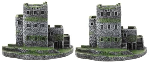 Yardwe 2 Pezzi paesaggio del serbatoio di pesce corallo Decorazione acquario con colonna romana kit stagno Castello in resina paesaggistica per acquario ornamento del serbatoio di pesce