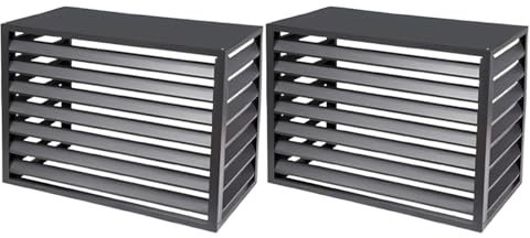Set di 2 recinzioni in Alluminio per condizionatori d'Aria, Copertura per unità Esterna AC con persiane, Schermo Decorativo per la Privacy, Resistente alle intemperie e antifurto (Nero, 110x