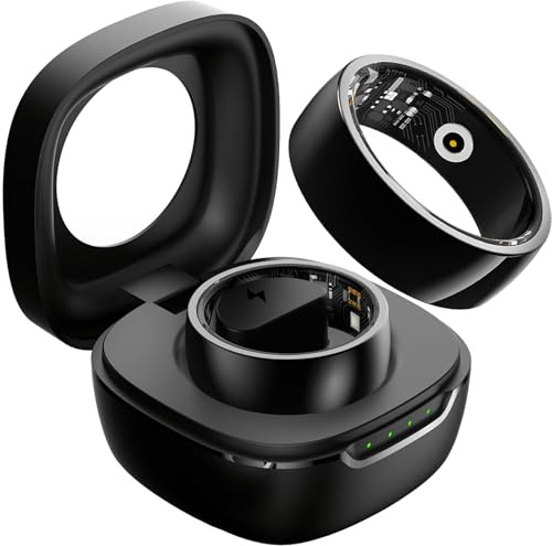 findtime Smart Ring Android Fitness Tracker Ring Smartringe für Herren Damen Smart Ring Pulsmesser Wasserdicht Smartring mit Schrittzähler Schlaftracker Ring iOS Smart Workout Fitness Ring Edelstahl