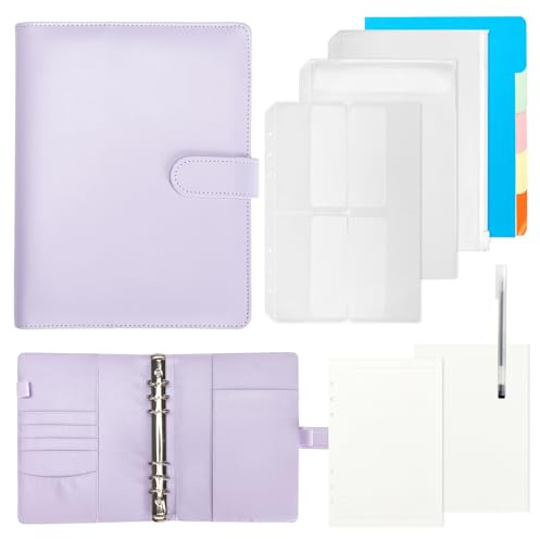 Raccoglitore ad anelli A5, ricaricabile, con tasche per rilegatura, formato A5, taccuino con tasche per rilegatura, agenda budget, portadocumenti per appunti scolastici, diari di viaggio