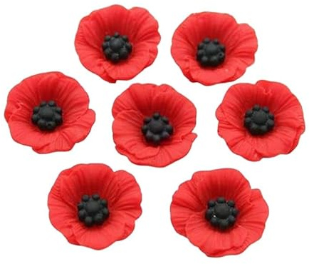 Ausi 50 piezas de flores artificiales sin tallo, cabezas de flores artificiales rojas para manualidades, flores de amapola de maíz falsas, flores artesanales para el Día de los Veteranos