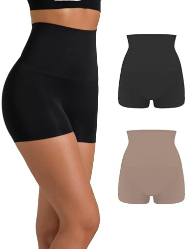 Risalti Bauchkontrolle für Damen, kurz, 2 Stück – Kompressionsstrumpf für Damen, ohne Nähte und Etiketten, Stützhose für den flachen Bauch, formende Unterwäsche aus Mikrofaser – Made in Italy, Schwarz