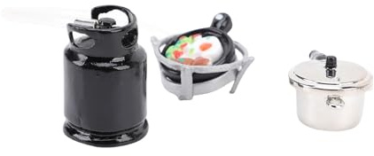 CHICIRIS 1:12 Modèle de Poêle à Gaz Miniature avec Ustensiles de Cuisine Simulés, Poêle à Construction en Alliage en Alliage, Kit de à Cuisson de Maisons de Poupée Personnalisable, Détails de