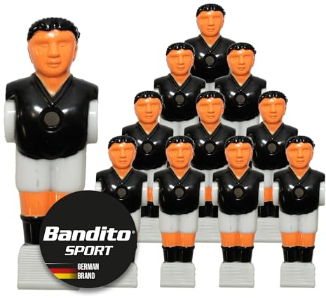 Kickerfigur Profi, 2-farbige Soccer-Figur universell passend für alle Tischkicker-Stangen mit Ø 16 mm, gerillte griffige Fußfläche, robust, Team Set mit 11 St. in 5 Trikot-Farben (schwarz)