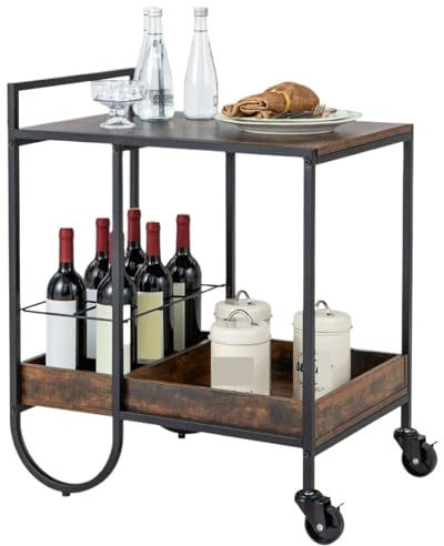 SHENJMAI Carro de Servicio Carrito de Bar Industrial con Ruedas for Servir Buffet y botellero Alambre metálico