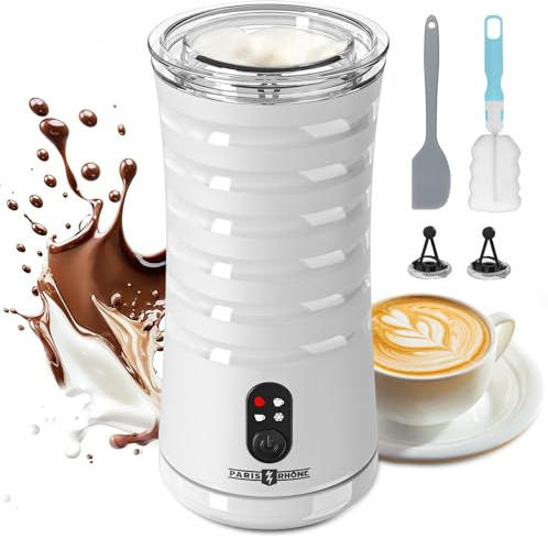 PARIS RHÔNE Milchaufschäumer Elektrischer, 4-in-1-Milchaufschäumer, Feeignet für Heißen und Kalten Milchschaum, Warme Milch, 240 ml Milchaufschäumer Induktion, Weiß