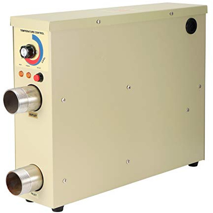 Generic Chauffe-eau électrique à Thermostat 220 V 5,5 KW, Température Constante Automatique avec Acier Inoxydable, pour Piscine, Spa, Hydrothérapie, Système de Circulation D'eau de