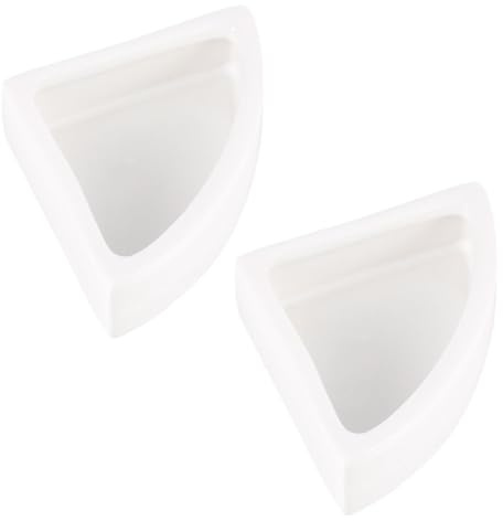 Abaodam Cuenco para Reptiles de Cerámica Gruesa Anti Escape 2 Piezas Triángulo Grande Color Claro, Comedero y Bebedero Estable Base Plana para Terrarios y Pequeños Reptiles