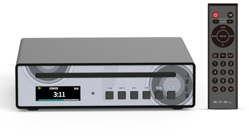 SMSL VMV PL100 PRO HiFi CD Player für Zuhause, Auto-CD-Player, Dual CS43131 Chip, MQA Dekodierung, Vorverstärker mit RCA/XLR/3,5 mm/4,4 mm Kopfhörer/Optischem/Koaxialem Digital Ausgang (Schwarz)