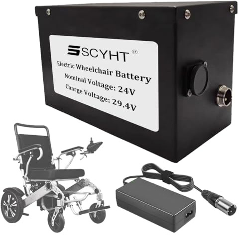 SSCYHT Batería de Litio 24 V 50 Ah y 13 Ah Batería Recargable 24 V Baterías para sillas de Ruedas eléctricas con Cargador y Conector Macho GX20 para Motores 150 W a 1500 W,24v60ah