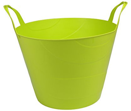 Ondis24 Flexi Tub Flexibler Tragekorb auch für flüssigkeiten geeignet Gartenkorb Wäschekorb Spielzeugeimer 30 Liter Limette rund