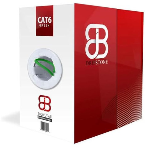 Dripstone CAT6 Ethernet Cable 1000ft Bulk Network LAN Wire 23AWG Solid UTP 550MHz High-Speed Internet Cable Gaming, Streaming, Office, Home Use, Pull Box, Cat6 Bulk, Stable Connectivity - Green