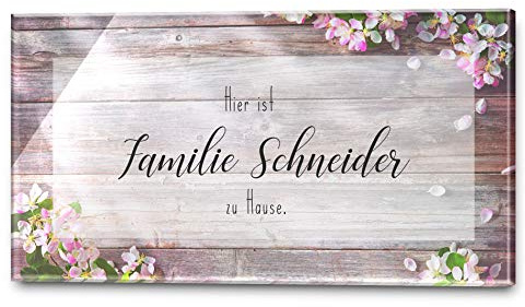 Namensschild Klingelschild für die Haustür in 3 Größen ab 21x10 cm mit UV Druck und einem einzigartigem Design Eingangsschild selbstklebend Garten Türschild Familienschild Klingelplatte Funk-Klingel