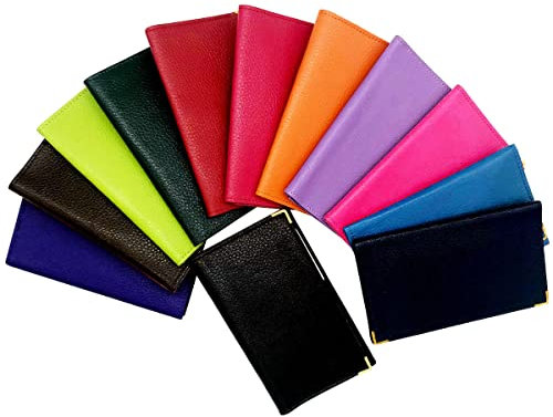 Charmoni Ethan – Funda portapapel para coche – La tarjeta gris – permiso de conducir – 3 pliegues – El documento de identidad – 2 ranuras para tarjetas azul – De piel de vacuno – 10 cm x 16 cm