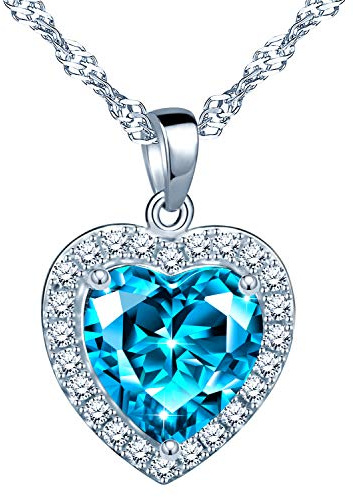 Yumilok Damen Halskette mit Synthetisch Smaragd Herz Anhänger Kette 925 Sterling Silber Zirkonia Geschenk fur Frauen Weihanchten